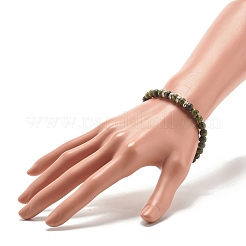 Bracciale elasticizzato con perline rotonde con pietre preziose da donna&nbsp;BJEW-JB07713
