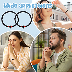 12 pulsera de cuentas trenzadas de poliéster ajustable para hombres y mujeres.&nbsp;BJEW-HY0002-70A