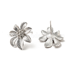 Gestellplattierte Messingblumen-Ohrstecker für Frauen&nbsp;EJEW-F288-17P