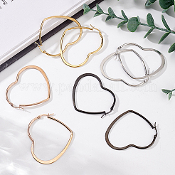 4 paio di orecchini a cerchio a forma di cuore in acciaio inossidabile di 4 colori per donna&nbsp;EJEW-AN0002-87