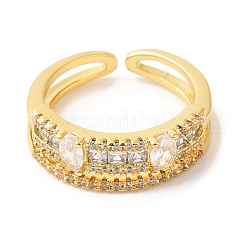Bague de manchette ovale en zircone cubique transparente&nbsp;RJEW-L106-002G