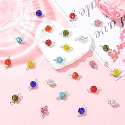 24 Stück runde Strass-Verbinder-Anhänger aus Polymerclay in 8 Farben. Mit Eisenverschlüssen&nbsp;PALLOY-YW00150