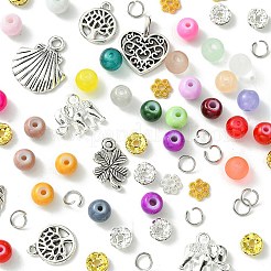 DIY-Sets zur Schmuckherstellung mit Glasperlen und Anhängern aus Legierungen für Armbänder&nbsp;DIY-FS0006-25