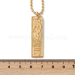 Halsketten mit Anhänger aus 304 Edelstahl mit klarem Zirkonia und rechteckigem Sternbild für Damen und Herren&nbsp;NJEW-S435-01G-K