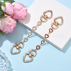 Catene estensibili per borse a forma di cuore con micro pavé di strass in lega&nbsp;HJEW-YW00118-01