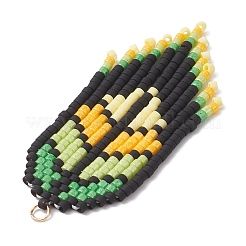 Grands pendentifs en forme de feuille faits à la main avec des perles de verre&nbsp;PALLOY-MZ00931-02