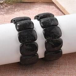 Natürliche schwarze Mondsteinperlen rechteckiges Stretcharmband&nbsp;BJEW-Q012-01A