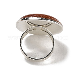 Bagues rondes ajustables en jaspe rouge naturel&nbsp;RJEW-K371-09S-24