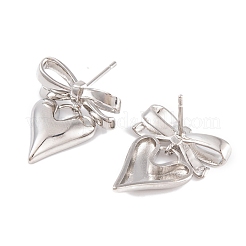 Orecchini a bottone in ottone con bowknot con placcatura a cremagliera&nbsp;EJEW-S219-06P