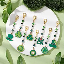 8 pz 8 stili tema giorno di san patrizio lega smalto ciondolo decorazione&nbsp;HJEW-JM02386