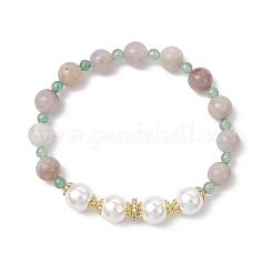 Braccialetti di perline di avventurina verde naturale e ametista per donna&nbsp;BJEW-JB11932-03