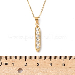 Colliers pendentifs en acier inoxydable 304 micro pavés de zircones cubiques transparentes en forme de pois pour femmes&nbsp;NJEW-U045-02G