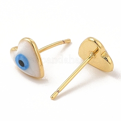 Aretes de corazón esmaltado con mal de ojo&nbsp;EJEW-E274-02G-07