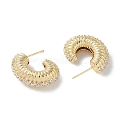 Orecchini a bottone in ottone con anelli a spirale da donna&nbsp;EJEW-H006-05G