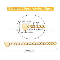 40 rallonge de chaîne gourmette en acier inoxydable 304 de 2 styles&nbsp;FIND-UN0002-19