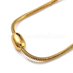 Bracciale a catena a serpente rotonda in acciaio inossidabile 304 con placcatura ionica (ip) e perline ovali&nbsp;BJEW-E088-03G
