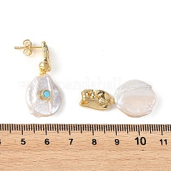 Pendientes colgantes de latón y concha de agua dulce natural&nbsp;EJEW-JE07444