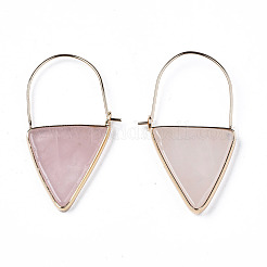 Orecchini a cerchio pendenti con triangolo in quarzo rosa naturale&nbsp;G-S359-363I