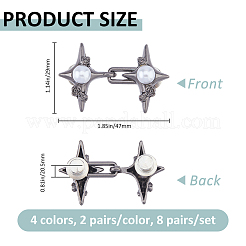 8 Paar verstellbare Jeans-Anstecker mit Sternmotiv aus Zinklegierung und Harz in zwei Farben&nbsp;FIND-FH0016-81