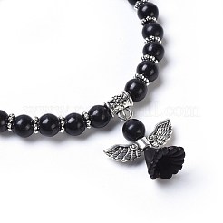 Braccialetti elasticizzati con perline turchesi sintetiche tinte (tinte).&nbsp;BJEW-JB04222-02