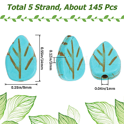 5 Strang Herbstmotiv synthetische türkisfarbene Perlenstränge&nbsp;TURQ-SC0001-23