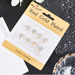 12 pièce 6 styles de manchettes d'oreille en laiton micro pavé en zircone cubique transparente&nbsp;KK-BBC0022-22