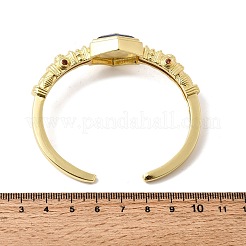 Bracciali rigidi da donna esagonali in ottone con pavé di lapislazzuli naturali e zirconi cubici.&nbsp;BJEW-Z172-01G-10
