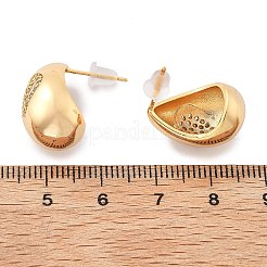 Tropfenförmige Ohrstecker aus Messing mit Mikropflaster und klarem Zirkonia&nbsp;EJEW-K286-07G-02