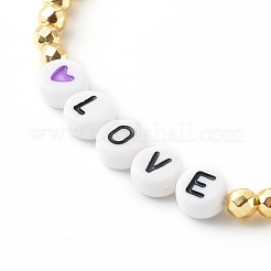 Bracelets de perles extensibles en hématite synthétique non magnétique pour la saint-valentin&nbsp;BJEW-JB06245