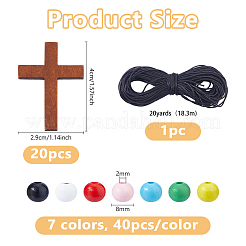 Kits de fabrication de colliers à pendentif rond et en croix à faire soi-même&nbsp;DIY-DC0004-02B