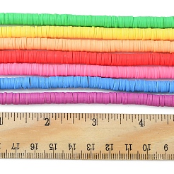 7 Strang 7 Farben flache runde handgemachte Polymer Clay Perlen&nbsp;CLAY-FS0001-28