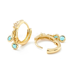 Boucles d'oreilles créoles étoile zircone cubique avec goutte plate ronde&nbsp;EJEW-P196-19G-06