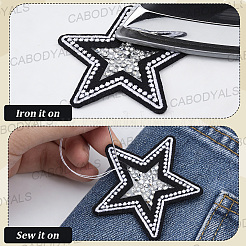 14 pieza de parches de tela con rhinestone de resina de estrella para planchar y coser&nbsp;DIY-CY0003-88