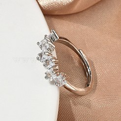 Einstellbare messing micro pave zirkonia fingerringe&nbsp;RJEW-C163-26B-P