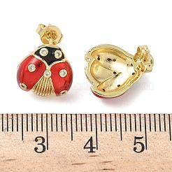 Orecchini a bottone in ottone con micro pavé di zirconi cubici&nbsp;EJEW-F383-04G