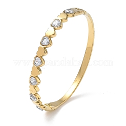 Bracciali rigidi da donna in acciaio inossidabile 304 e vetro con cerniera.&nbsp;BJEW-Z178-05G