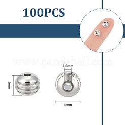 100 Stück 201 Edelstahl-Rillenperlen&nbsp;STAS-UN0054-90