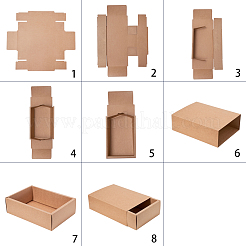 Scatola pieghevole con cassetto in carta kraft&nbsp;CON-WH0028-02B