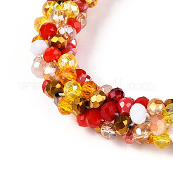 Braccialetti elastici all'uncinetto con perline di vetro&nbsp;BJEW-T016-09F-01