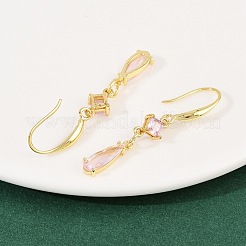 Orecchini pendenti a goccia in ottone con micro pavé di zirconi cubici&nbsp;EJEW-C156-03G