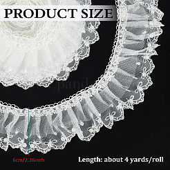 4 Yard plissierte Schleife aus Polyester-Spitzenbändern&nbsp;OCOR-WH0086-63