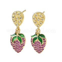 Boucles d'oreilles pendantes en laiton avec micro pavé de zircons cubiques pour femmes&nbsp;EJEW-A167-03B-G