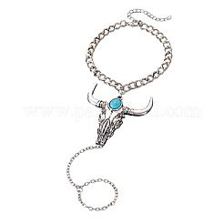 Ringarmbänder aus Legierung und synthetischem Türkis für Damen&nbsp;FS-WG192DC-02