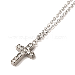 Collane e bracciali con ciondolo a croce in acciaio inossidabile 304 e set di orecchini a bottone per donna&nbsp;SJEW-C004-12P