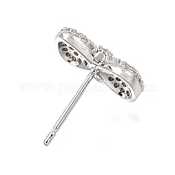Fermoirs de boucles d'oreilles à clous en laiton sertis de micro-pavés de zircone cubique avec anneaux&nbsp;CU-CBA1682-01P