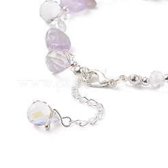 Braccialetto con perline a goccia in vetro e scaglie di ametista lavanda naturale&nbsp;BJEW-TA00170