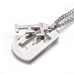 Collane con ciondolo iniziale diviso in acciaio inossidabile 304 anti-ossidazione&nbsp;NJEW-L152-03F