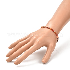 Bracciale elasticizzato con perle di vetro rotonde sfaccettate per ragazze adolescenti&nbsp;BJEW-JB07072-03