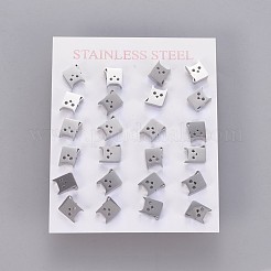 Boucles d'oreilles à tige en forme de chaton en acier inoxydable 304 résistant au ternissement&nbsp;EJEW-F227-15P