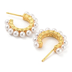 Orecchini ad anello in ottone con perle di plastica&nbsp;EJEW-Q785-22G